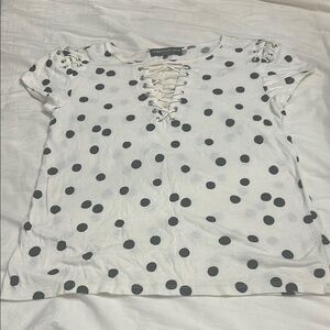 White Polka Dot Lace-Up Top